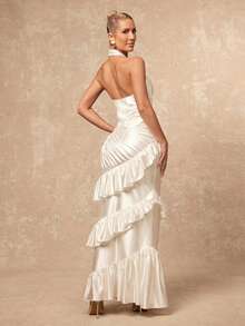 Lumalex Đầm dạ hội satin bóng mượt, co giãn, xếp ly phức tạp, bất đối xứng, cổ yếm, eo thon, dáng đuôi cá, thích hợp cho mùa xuân sớm. Đầm dự tiệc sang trọng cho nữ, thích hợp cho năm mới, phong cách mới, yên tĩnh, dạ hội, tụ họp, tiệc tùng, tiệc chiêu đãi, kín đáo, sang trọng cổ điển, lấp lánh, tiệc lễ hội, đi chơi, kỳ nghỉ, ngoài trời, nóng bỏng, nhiều lớp, đám cưới, quà tặng ngày Valentine, trang phục ngày Valentine lãng mạn, mùa tiệc tùng, ID tiệc, phong cách năm mới, đầm dự tiệc, đầm dự tiệc mùa xuân sớm cho mùa thu. - trắng - Xem 8