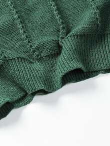 Manfinity Homme 男士休闲纯色针织衫，秋冬男士针织衫，男士套头衫，针织保暖内衬防风防寒毛衣 - 綠色 - 查看 7