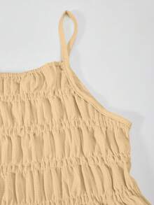 Sparklyn 2pcs/Set Teen GirlCasual Camisole Top And Wide Leg Pants Set, Woven Fabric, Elastic Waist, Summer - Khaki - View 4