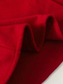 Maija Kids Classic Fashion Versatile Party & Casual Elegant Minimalist Wine Red Stiff Woolen Collar Short Jacket With Metal Rose Button Decor, Paired With Round Neck Sleeveless Simple Waist Dress, Casual Elegant Suit Suitable For Christmas