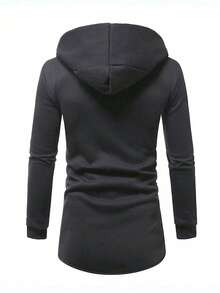 Manfinity Homme Áo khoác hoodie dài tay in chữ cho nam, kiểu dáng thường ngày, có khóa kéo, áo khoác đồ họa cho nam, áo hoodie có khóa kéo thiết kế, áo khoác đồ họa màu đen cho nam, áo hoodie nam kiểu dáng thường ngày, áo hoodie in chữ và đồ họa có khóa kéo cho nam. - Màu xám đen - Xem 2