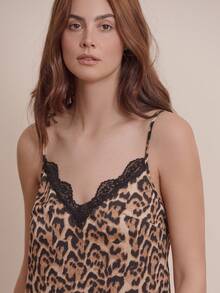 lacRébo Leopardenmuster-Unterkleid – Zweilagige Nachtwäsche mit Spitzenausschnitt und dünnen Trägern, sexy Nachtkleid, Geparden-Nachtkleid, Leoparden-Nachtkleid, Damen-Nachtkleid, Leoparden-Pyjama, sexy Damen-Nachtkleid - Verschiedenfarbig - Übersicht 5