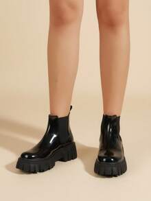 Women Mid-Calf Boots - Bright black - View 3