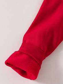 Tween Boys' Minimalist Casual Versatile Solid Color Loose Fit Sweatshirt, Autumn/Winter - Red - View 3