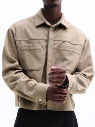 SUMWON חולצה ארוכה עם טקסטורה וגזרה ראשית, צווארון מכופתר, סגנון עבודה קז'ואל, סתיו חורף, פריט שכבות