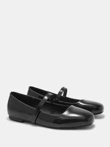 CUCCOO CURVES Wide Fit Women's Fashion Black Mary Jane Square Toe Comfortable Flat Shoes, Versatile For Daily Wear And Commuting, Plus Size - Black - View 2
