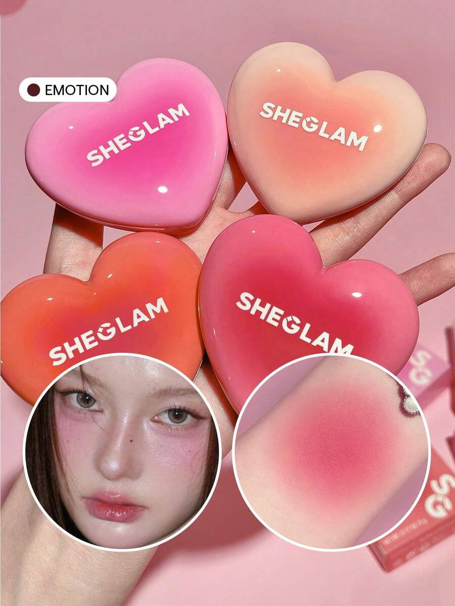 SHEGLAM Playing Cupid Cream Blush-Emotion 7 色多用途深梅子心形腮紅霜，適用於嘴唇和臉頰，高度著色，不褪色，自然緞面唇膏，不油膩，可混合面部彩妝 品牌 美容 化妝 化妝品 適合女性與女孩 完美搭配夏季春季 Y2K 時尚 流行 生日 母親節禮物 假期 派對準備就緒 最佳顏色 - Emotion - 查看 1