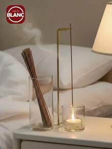 1 件二合一方形香座，金属丝香夹，适用于防飞灰香炉，配有可拆卸玻璃灰收集器和香烛储存盒，优雅香薰，适用于冥想、瑜伽、茶室和家居装饰 - 彩色 - 查看 2