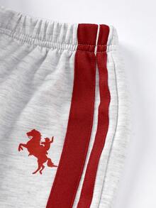 SHEIN Set hanorac și pantaloni de trening cu imprimeu pețiozat în culori contrastante pentru bebeluși băieți