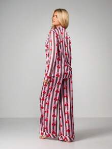 MISSGUIDED Bộ đồ ngủ sọc in họa tiết quả anh đào cài nút cho nữ Quần ngủ dài Quà tặng Giáng sinh - Nhiều màu - Xem 2