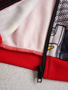 Transformers X SHEIN 男婴休闲酷炫机甲印花拉链连帽保暖外套，秋冬款 - 彩色 - 查看 4