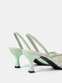 CUCCOO HITCHD Giày cao gót dự tiệc họa tiết hoa đen thời trang dành cho nữ - màu xanh lá - Xem 10