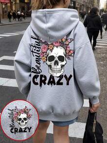 Easithlete Hanorac gri deschis pentru femei, croială lejeră, căptușeală termică, perfect pentru sport, ținute de toamnă/iarnă, hanorac gri deschis din fleece pentru femei, croială lejeră, stil INS, ideal pentru sport și ținute în straturi de toamnă/iarnă