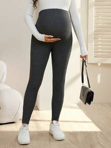 SHEIN Leggings de maternidad minimalistas de unicolor para uso diario