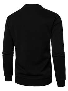 Manfinity Homme 男士常规款街头休闲套头卫衣，长袖上衣 - 黑色 - 查看 2