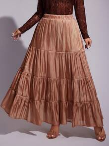 Viva Relle Plus Size Glitter Ruched Ruffled Hem Asymmetrical Hem Dresswinter Christmas Summer Party Elegant New Year - Orange - View 5