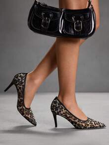 CUCCOO SZL Modische Pendler-Leoparden-Muster Strass-verzierte High Heels - Braun - Übersicht 4