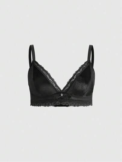 Soutien-gorge triangle en velours de lune gothique grande taille et soutien-gorge sans fil