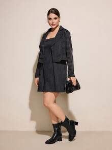 CUCCOO CURVES 大码时尚方头粗跟踝靴，英伦风 - 黑色 - 查看 6