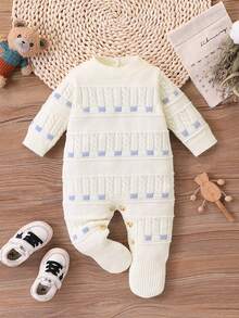 SHEIN Bộ đồ liền thân dệt kim Colorblock cho bé trai, thiết kế họa tiết dày dặn, thích hợp cho tiệc tùng, đi chơi, ngày lễ quan trọng, mặc hàng ngày và mặc ở nhà - Nhiều màu - Xem 3