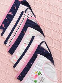 Sparklyn School Girl Lingerie Young Girl 8-Pack Cotton Flamingo Crown Print Underwear - Multicolor - View 3