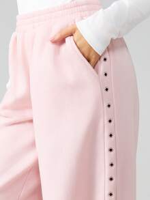 MISSGUIDED Eyelet Detail Relaxed Fit Joggers With Side Stripes For Casual Comfort - Pink - View 4