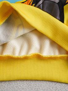 Transformers X SHEIN 男婴机器人图案落肩长袖宽松卫衣，黄色 - 黃色 - 查看 7