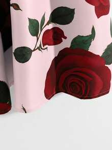 GlowEve 女式优雅休闲大花灰棕色喇叭裙 - 粉色 - 查看 4