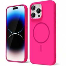 1个奢华亮泽荧光液态硅胶手机壳，兼容 17 Air 16 15 14 13 12 17 Pro Max Plus，带磁吸软盖 - 漫月紅 - 查看 8