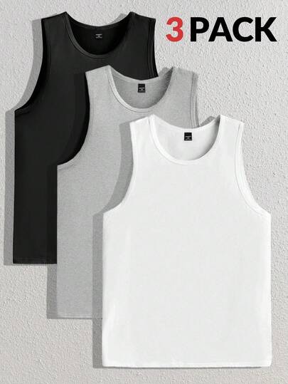 EASEVO Plus Size Men's Casual Solid Color Tank Top