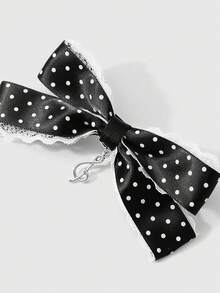 ROMWE Kawaii 2件套简约百搭复古时尚高品质黑白音符蝴蝶结吊坠DIY发夹，侧夹组合套装，适合女性、女孩日常佩戴，节日礼物 - 黑白色-3 - 查看 6