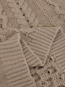 SHEIN Tall CURVE Plus Size Casual Solid Color Knit Vest - Khaki - View 9