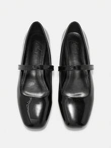 CUCCOO CURVES Wide Fit Women's Fashion Black Mary Jane Square Toe Comfortable Flat Shoes, Versatile For Daily Wear And Commuting, Plus Size - Black - View 6