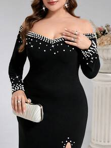 Coutiva 大码正式晚礼服（华丽装饰） - 黑色 - 查看 1