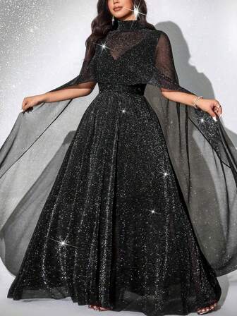 Viva Relle 大码优雅亮片长款派对礼服