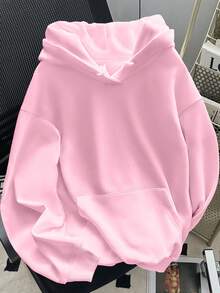 INAWLY Women's Casual Drop Shoulder Solid Color Hoodie, Autumn/Winter Graduation,Back To School,Graduation,Teacher For Women,Back To School Pullover Fall Sweatshirt