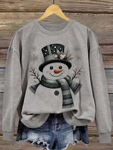 INAWLY Sweat-shirt à col ras-du-cou avec épaules tombantes et imprimé graphique, best-seller pour femmes - Multicolore - Voir 1