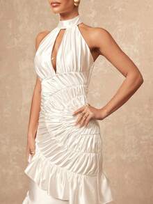 Lumalex Đầm dạ hội satin bóng mượt, co giãn, xếp ly phức tạp, bất đối xứng, cổ yếm, eo thon, dáng đuôi cá, thích hợp cho mùa xuân sớm. Đầm dự tiệc sang trọng cho nữ, thích hợp cho năm mới, phong cách mới, yên tĩnh, dạ hội, tụ họp, tiệc tùng, tiệc chiêu đãi, kín đáo, sang trọng cổ điển, lấp lánh, tiệc lễ hội, đi chơi, kỳ nghỉ, ngoài trời, nóng bỏng, nhiều lớp, đám cưới, quà tặng ngày Valentine, trang phục ngày Valentine lãng mạn, mùa tiệc tùng, ID tiệc, phong cách năm mới, đầm dự tiệc, đầm dự tiệc mùa xuân sớm cho mùa thu. - trắng - Xem 5