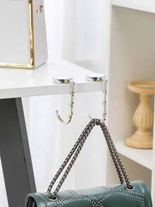 1/3 Stück Metall Handtaschenhaken, faltbar, tragbar, rutschfest, einzigartig, vielseitig einsetzbar, Aufhänger für Second-Hand-Tische, Geldbörsenhalter, praktische Hilfe für Aufbewahrung Zuhause - Weiss - Übersicht 3