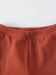 女童纯色弹力腰喇叭裤长款打底裤 - 寶藍色 - 查看 3