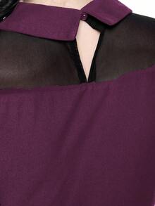 ROMWE Cute Gothic Halloween Cat Graphic Print Dress For Women - Purple - View 4