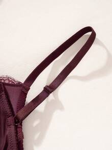 1pc Sexy Lace Simple Gather Small Bust Enhancing Underwire Bra - Multicolor - View 4