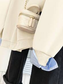SHEIN 秋冬新款休闲学院风女式卫衣 - 杏色 - 查看 7