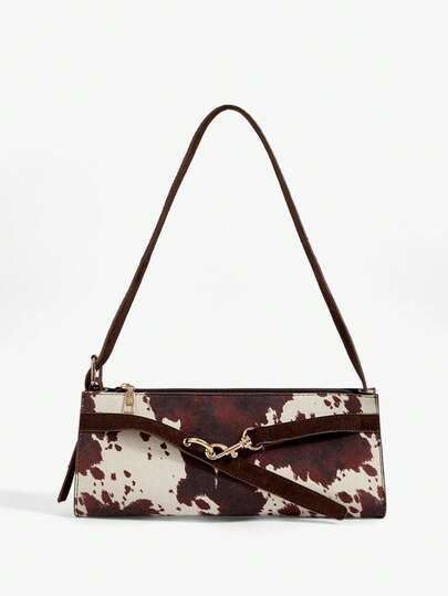 SHEIN SXY Ladies, Women Shoulder Bag, Hobo Bag, Suede, Fashionable, Elegant, Simple, Personalized, Versatile, Classic, For Commute, Office, Date, Daily, Shopping, Afternoon Tea