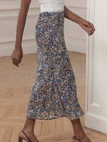lacRébo Black And Blue Vintage Cute Ditsy Floral Woven Skirt French Style Skirt Summer Skirt Summer Skirt Office New Year - Multicolor - View 4