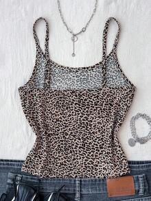 Teen Girls Leopard Print Elastic Camisole Tank Tops - Multicolor - View 2