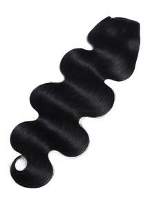 V型一体式夹式真人发接发，5个夹子，自然黑色水波纹，夹式发片，增加发量，波浪接发，易于安装，女士接发 - Natural Black - 查看 7