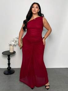 Firerie Novo Vestido Elegante Feminino com Saia Plissada em Tule Vermelho, Saia de Férias, Saia Bordô/Praia, Festa, Festa de Coquetel/Concerto/Lazer - Vermelho - Visão 6