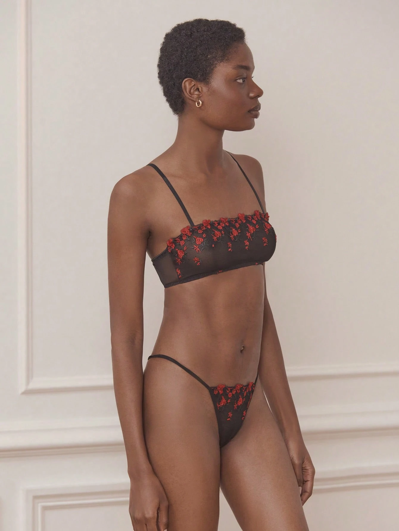 Red Floral Embroidered Balconette Bra And Matching Thong Lingerie Set Sexy Lingerie Set Black Floral Lingerie Set Spring Summer Valentines Day