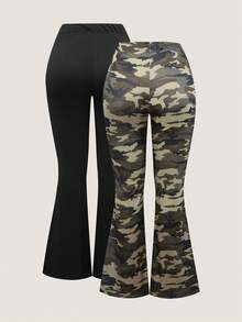 Franclia 大码女式弹力腰针织修身喇叭裤，适合通勤和日常穿着，秋冬季 - 彩色 - 查看 2